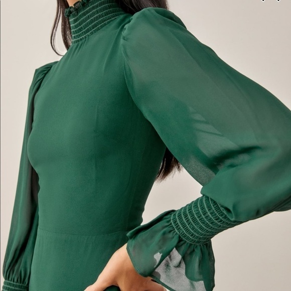 Reformation Archie Mini Dress Emerald Green Size 2 - Picture 6 of 16